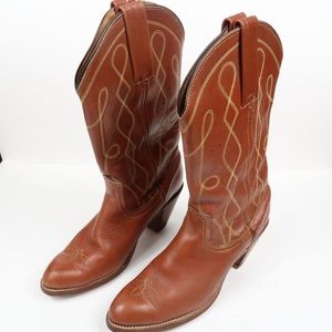 FRYE Bruce Cowboy Brown/Tan Leather Boots